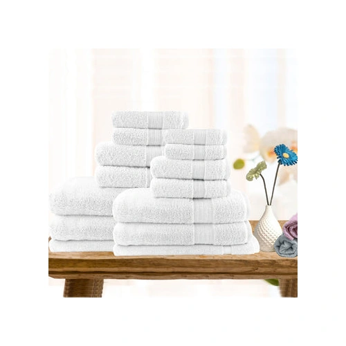 7pc light weight soft cotton bath towel set white