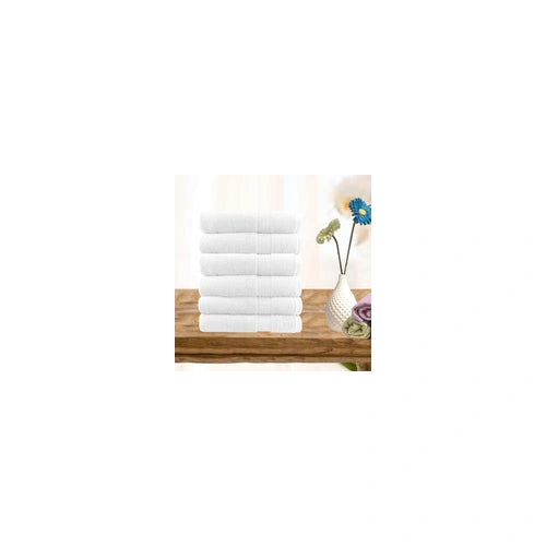 6 piece ultra light cotton hand towel set in white