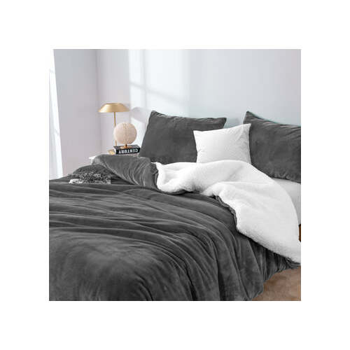 2 in 1 teddy sherpa duvet cover set and blanket king charcoal