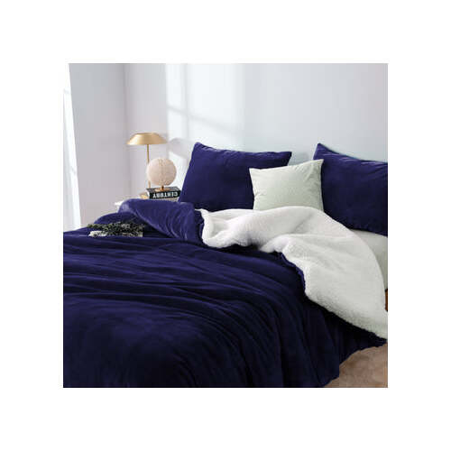 2 in 1 teddy sherpa duvet cover set and blanket king midnight