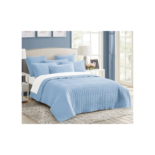 7 piece vintage stone wash comforter set king blue