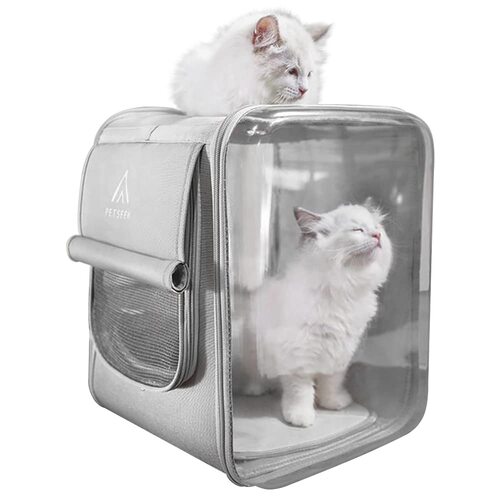 Pet Dog Cat Carriers Backpack Soft Sided Pet Travel Carrier Bag pet Backpack for Cats, Puppy and Small Dogs-Grey