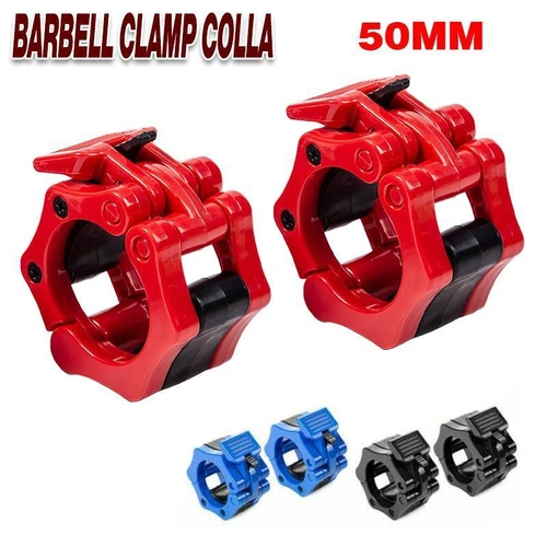 50mm Barbell Clamp Collar Clip Olympic Weightlifting Lift Spring Lock - Black