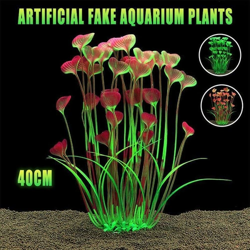 Aquarium 40cm Artificial Simulation Water Plants Fish Tank Plant Grass Decor - Green