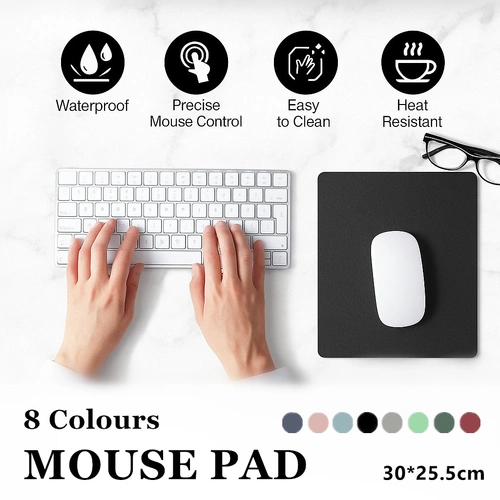 Leather Mouse Pad 30x25.5cm Waterproof Gaming Desk Mat Anti Slip Rubber Mousepad - Grey
