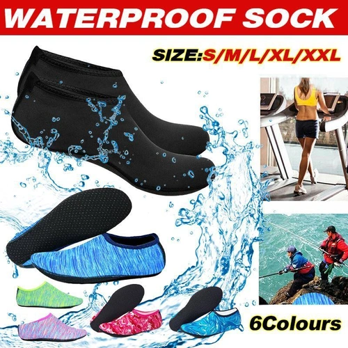 Unisex Water Shoes Slip On Aqua Socks Swim Surf Diving Yoga Exercise Reef Shoes - Blue-XL