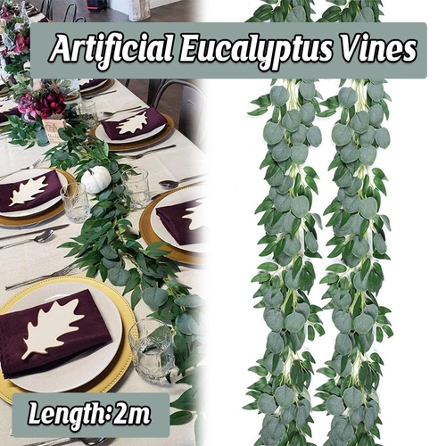 Artificial Eucalyptus Garland 2m Green Vine Fake Plant Home Decoration Rattan
