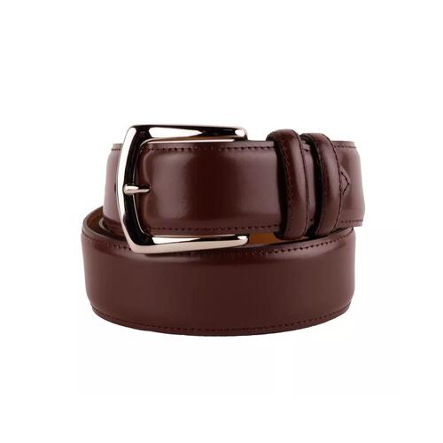 Genuine Smooth Brown Calfskin Belt with Brass Buckle 115 cm Men
