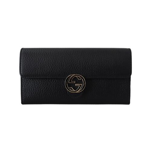 Gucci Wallet with Interlocking GG Snap in Grainy Leather One Size Women