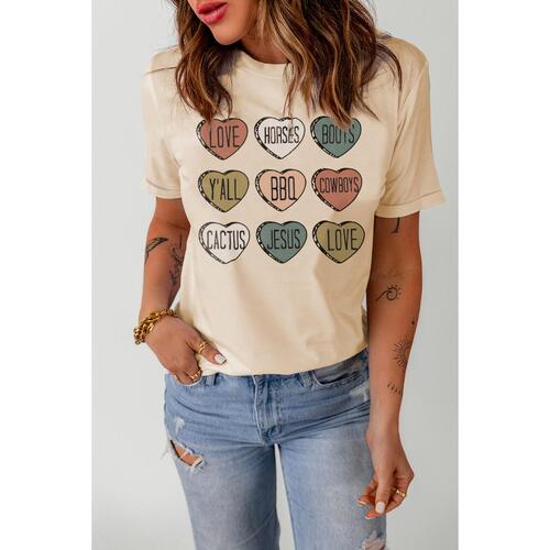 Azura Exchange Heart Shaped Letters Print Crewneck Graphic Tee - 2XL