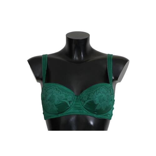Green Floral Lace Silk Stretch Balconcino Bra by Dolce & Gabbana 3 IT Women