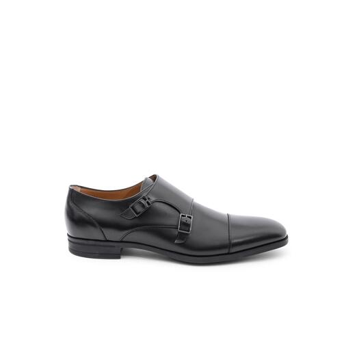 Hugo Boss Men's Black Calfskin Monk Strap Shoes in Black - 11 UK