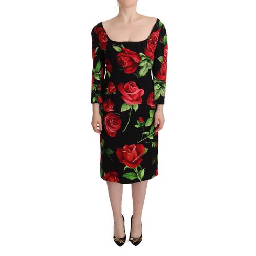 Floral Print Silk Dress with 3/4 Sleeves 36 IT Women
