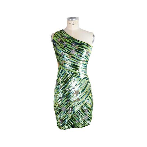 Green Sequin Dress with Glass Star Details 40 IT Women