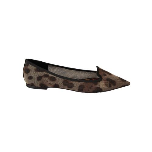 Leopard Print Loafers with Pointed Toe and Leather Insole 39 EU Women