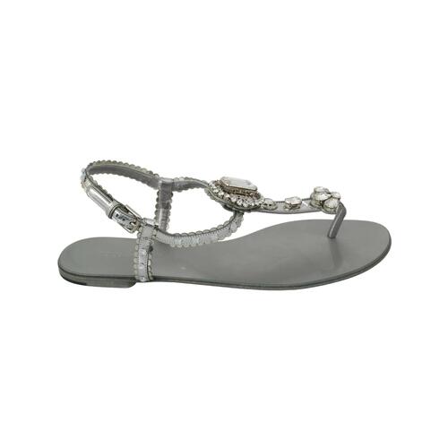 Gorgeous Dolce & Gabbana Silver Sandals with Metal Detailing and Crystals 37 EU Women