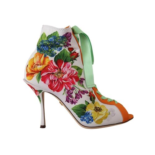 Floral Print Open Toe Jersey Shoes 37 EU Women