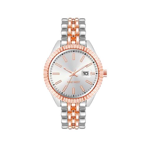 Bicolor Day and Date Analog Quartz Watch One Size Women