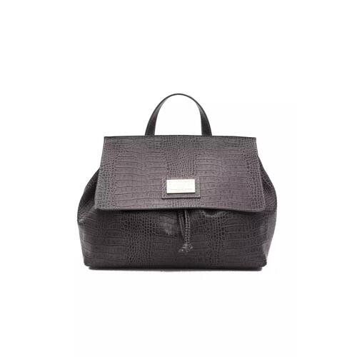 Convertible Crocodile-Print Leather Handbag/Backpack One Size Women