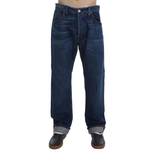 Baggy Loose Blue Wash Jeans with Logo Details by ACHT W34 US Men