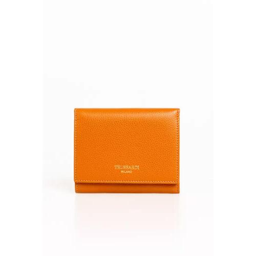 Embossed Logo Leather Flap Mini Wallet with Card Holder One Size Women