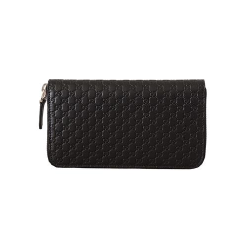 Gucci Black Leather Wallet with Top Zip Closure One Size Women