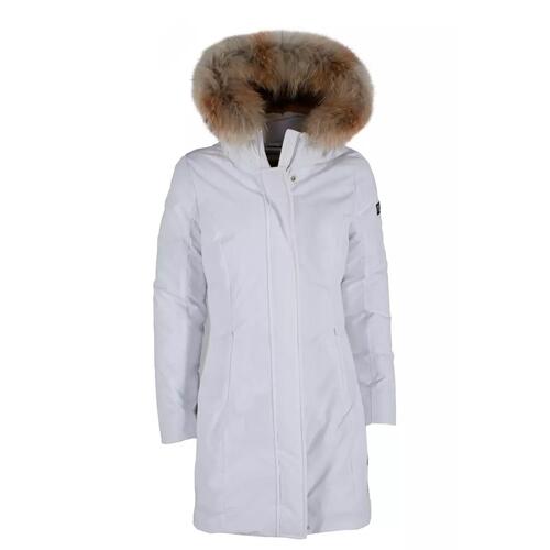 Womens Technical Fabric Jacket with Goose Down Filling and Fur Hood L Women