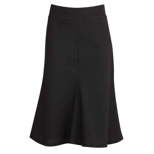 Womens Fluted 3/4 Length Below Knee Skirt Work Business - Black - 26