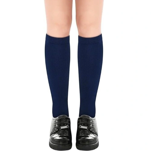 1x Pair School Uniform Knee High Socks Cotton Rich Girls Boys Kids - Navy - 9-12 (5-8 Years Old)