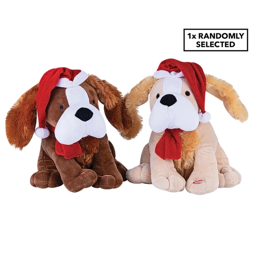 30cm Christmas Xmas Musical Dog Santa Hat Jingle Bells Decoration