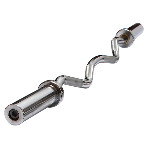 Chrome Olympic Curl Bar Barbell Heavy Duty EZ with Spring Collars