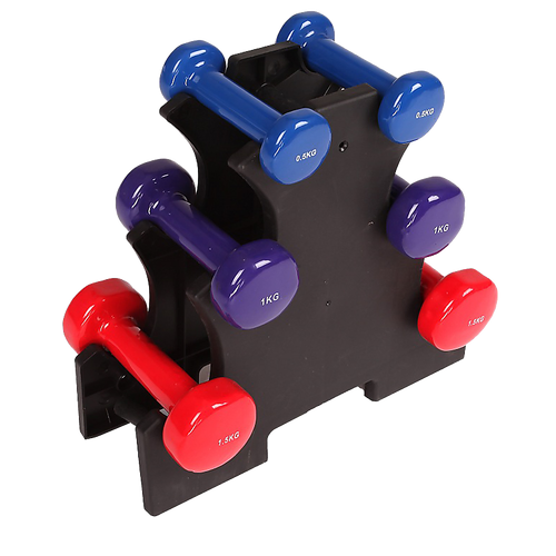 6-Piece Dumbbell Set with Rack