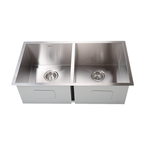 820x457mm Handmade Stainless Steel Undermount / Topmount Kitchen Laundry Sink with Waste