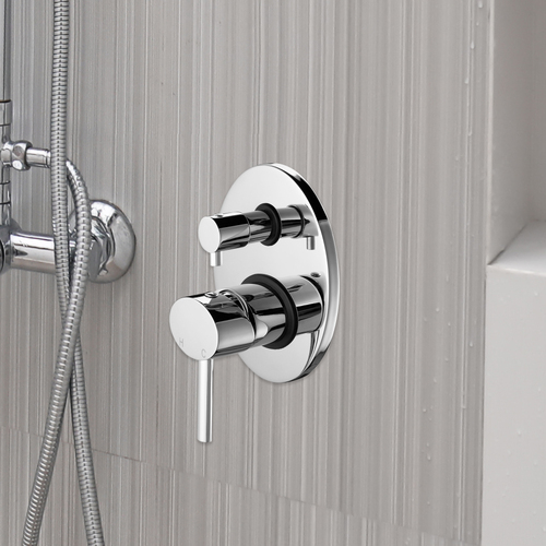 Chrome Bathroom Shower Wall Mixer Diverter w/ WaterMark
