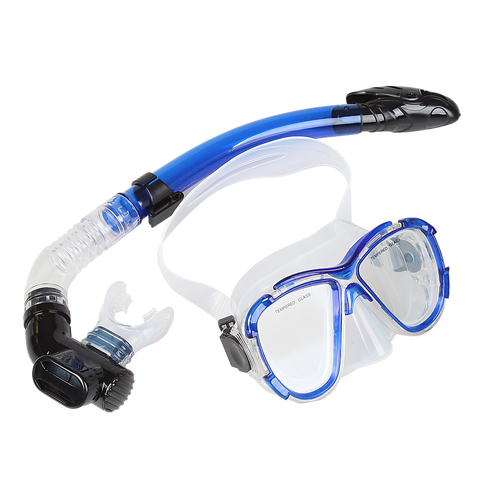 Adult Snorkeling Swimming Diving Mask & Snorkel - Quality Tempered Glass