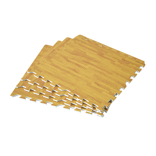 12 Tiles EVA Fitness Home Yoga Gym Interlocking Floor Puzzle Mat - Wood Colour