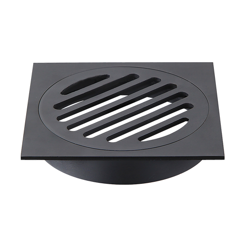 Square Black Floor Grate Drain 110 mm Full Brass Construction