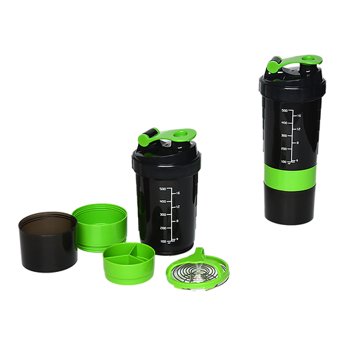2x Protein Gym Shaker Premium 3 in 1 Smart Style Blender Mixer Cup Bottle Spider