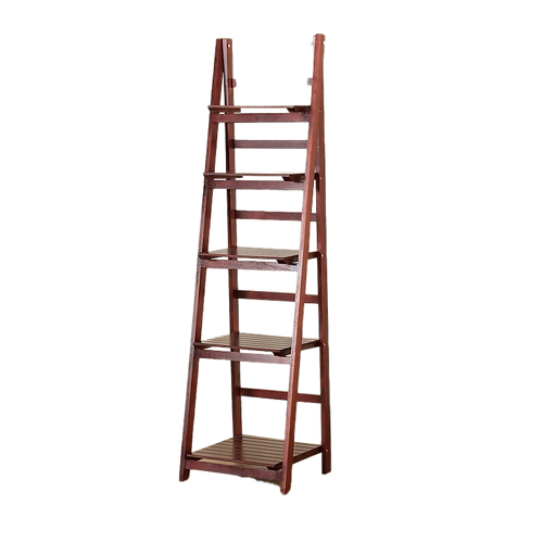 5 Tier Wooden Ladder Shelf Stand Storage Bookshelves Shelving Display Rack