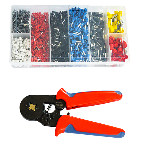 1200Pcs Bootlace Ferrule Crimper kit 0.25-10mm2 Cord End Ratchet Crimping Tool