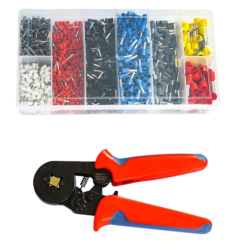 1200Pcs Bootlace Ferrule Crimper kit 0.25-10mm2 Cord End Ratchet Crimping Tool
