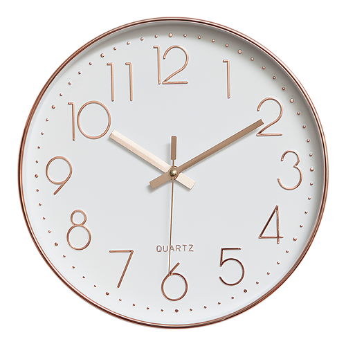Modern Wall Clock Silent Non-Ticking Quartz Battery Operated Rose Gold