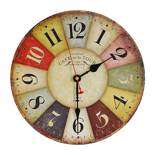 Large Colourful Wall Clock Kitchen Office Retro Timepiece