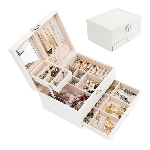 Jewellery Storage Box Girls Rings Necklaces Display Organiser Storage Case
