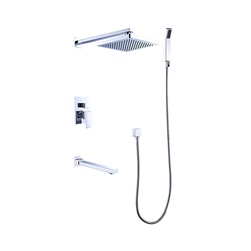 8" Rain Shower Head Straight Wall Arm Mixer Set Wall Bath Spout Outlet Tap