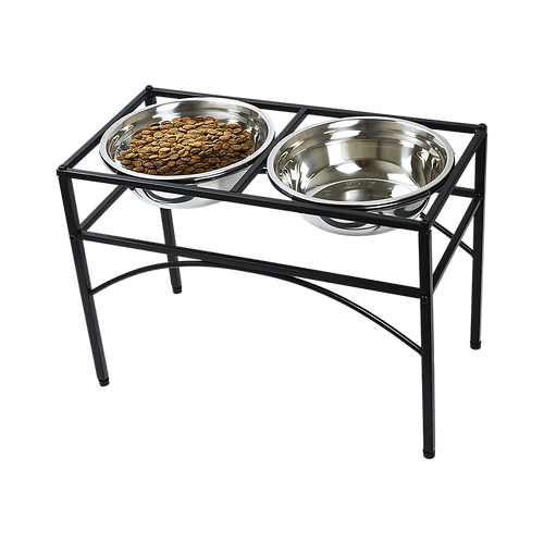 Dual Elevated Raised Pet Dog Puppy Feeder Bowl Stainless Steel Food Water Stand