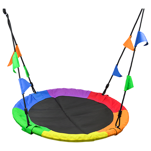 1m Tree Swing in Multi-Color Rainbow Kids Indoor/Outdoor Round Mat Saucer Swing