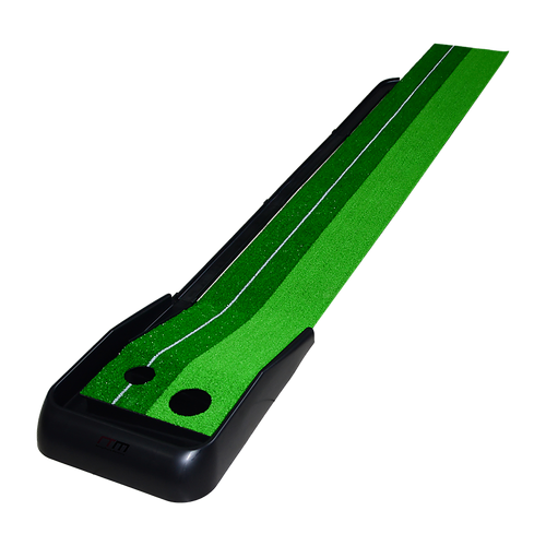 Indoor Practice Putting Green 2.5m Mat Inclined Ball Return Fake Grass 2 Holes