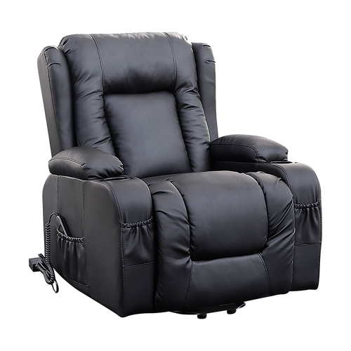 Recliner Chair Electric Massage Chair Lift Heated Leather Lounge Sofa Black