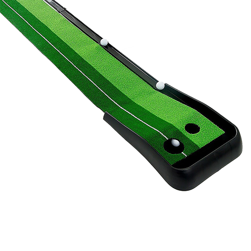 Indoor Practice Putting Green 2.5m Mat Inclined Ball Return Fake Grass 2 Holes